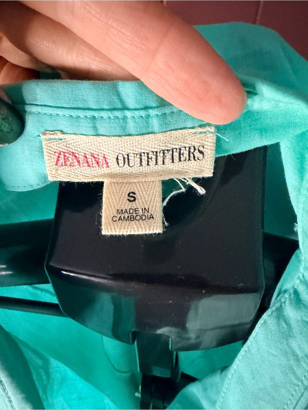 ZENANA OUTFITTER Mint Turquoise Ribbed Side Panel Roll Tab Sleeve Utility Small - Picture 2 of 3